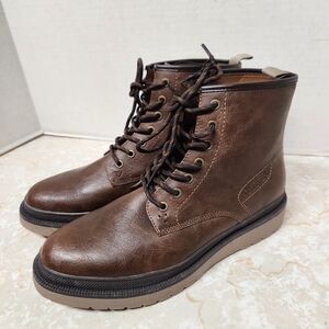 Mens Boots Guess Size 9.5 Brown Work Casual Faux Fur Lining New